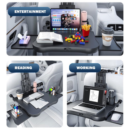[Upgraded] Car Seat Table with Expandable Tray - Car Desk for Laptop Car Backseat Mount, Car Trays for Eating with Non-Slip Pad/Phone&Tablet Holde, Car Accessories for Writing/Laptop/Dining/Work