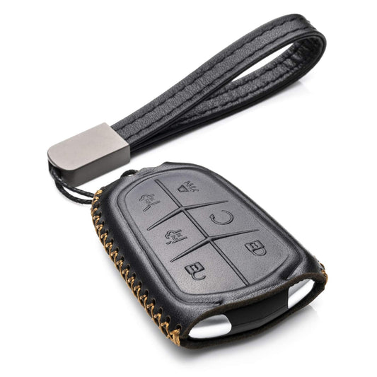 Vitodeco Genuine Leather Smart Key Fob Case - Compatible with Cadillac XT4, XT5, XT6 (2019-2025) - 6-Button, Black