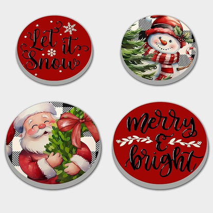 Red Christmas Decor Electric Stove Burner Covers，4 Pcs Xmas Decor Round Stove Burner Covers，8 Inches and 10 Inches，Gas Stove Burner Cover,Metal Cooktop Red Warm Decorative，Home Decor,Kitchen Decor