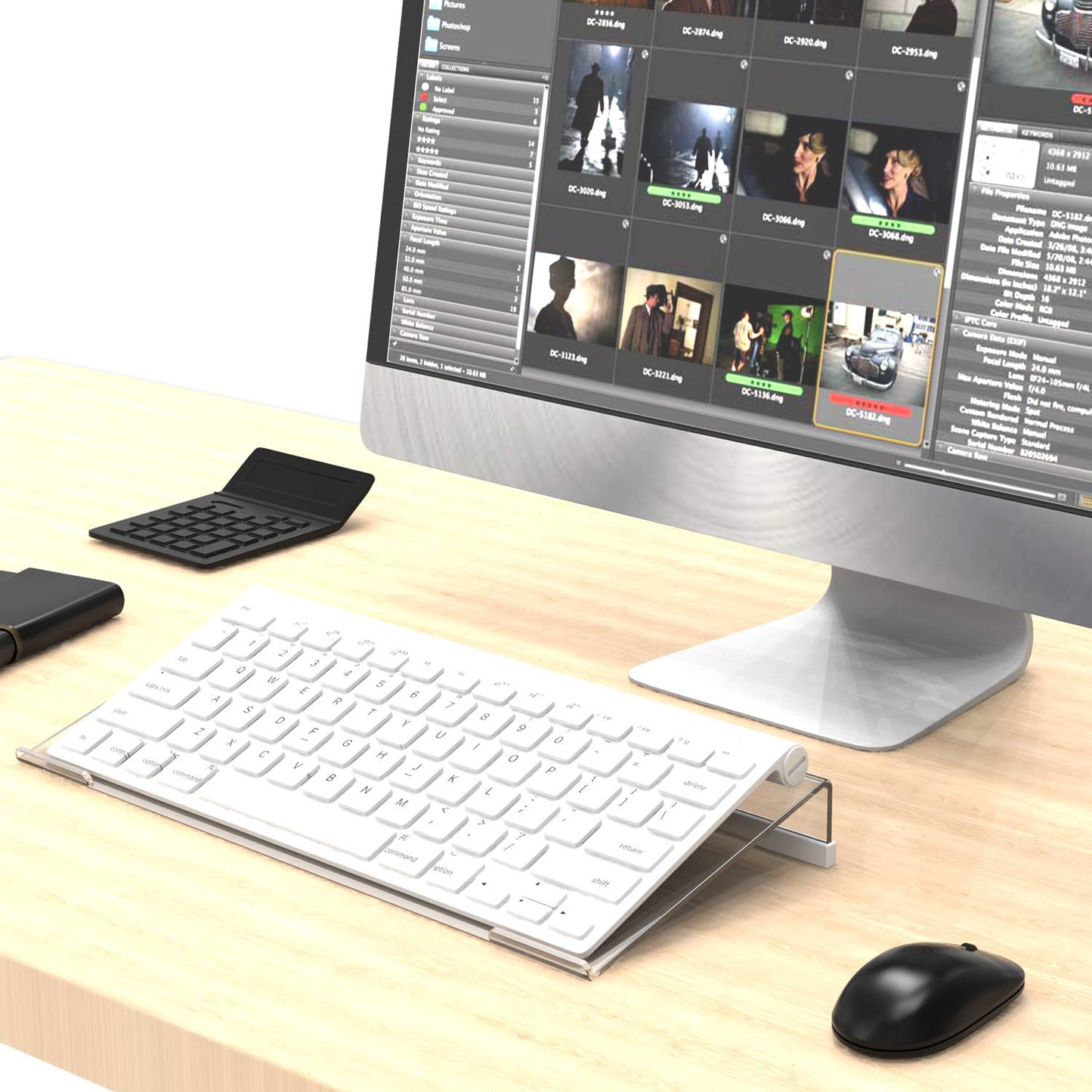 KOTEMON Acrylic Tilted Computer Keyboard Stand for Compact Keyboard, 78 Keys Keyboard, with White Silicone Strip, 11.8 Inch Width