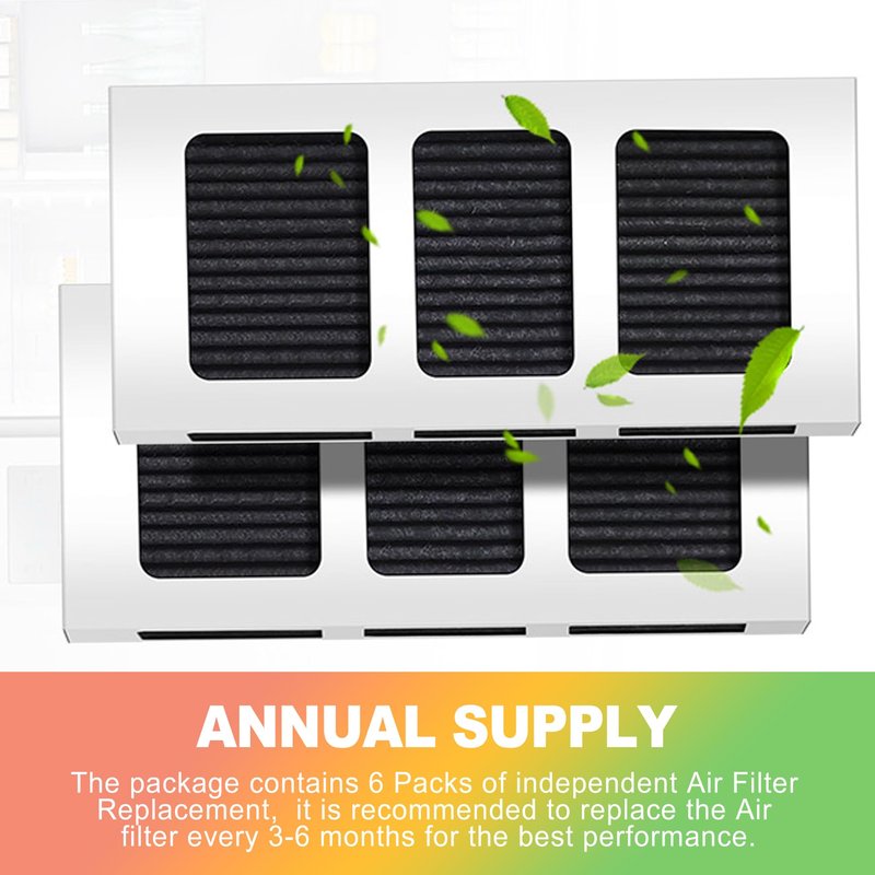 ZukoCert 6 Pack Refrigerator Air Filter Replacement, Compatible with Frigidaire Pure Air Ultra 2 PAULTRA2 and Electrolux 242047805 Models