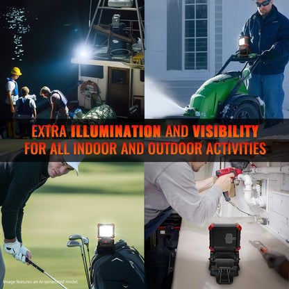 Easymaxx LED Rechargeable Work Light with Clamp, 2Pack 2100LM COB Magnetic Clip on Worklight 270° Rotating with Mobile Charger, Portable Clamp Work Light for Boats, Car Repairing, Job Site Lighting