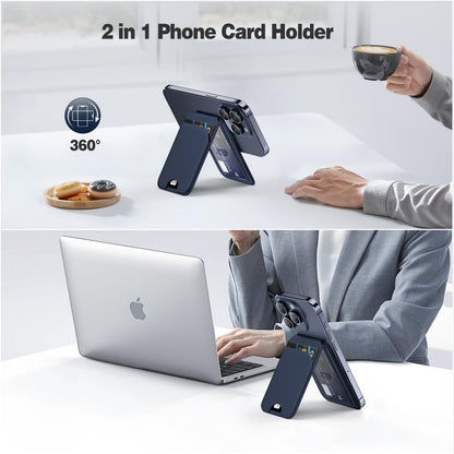 Mag-Safe Wallet Magnetic Wallet for Phone Lightweight Magnetic Phone Pouch Stand Adjustable Leather Mag-Safe Card Holder for iPhone 17/16/15/14/13/12 Series, Not for iPhone 13/12 Mini (Black)