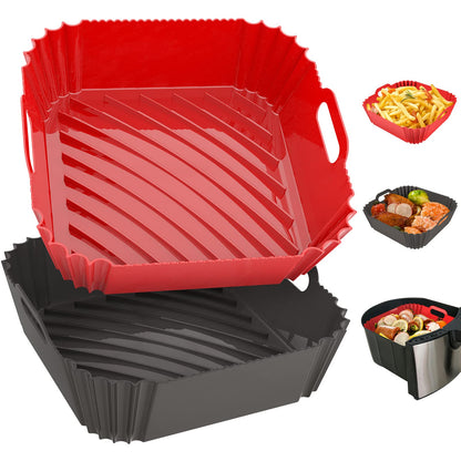 Air Fryer Silicone Liners Square 2 Pack 7.1 Inch Airfryer Liners 4-7 QT Reusable Air Fryer Liners Silicone Pot Oven Liner Baking Tray, Air Fryer Basket Silicone Mat Bowl Air Fryer Accessories Kitchen