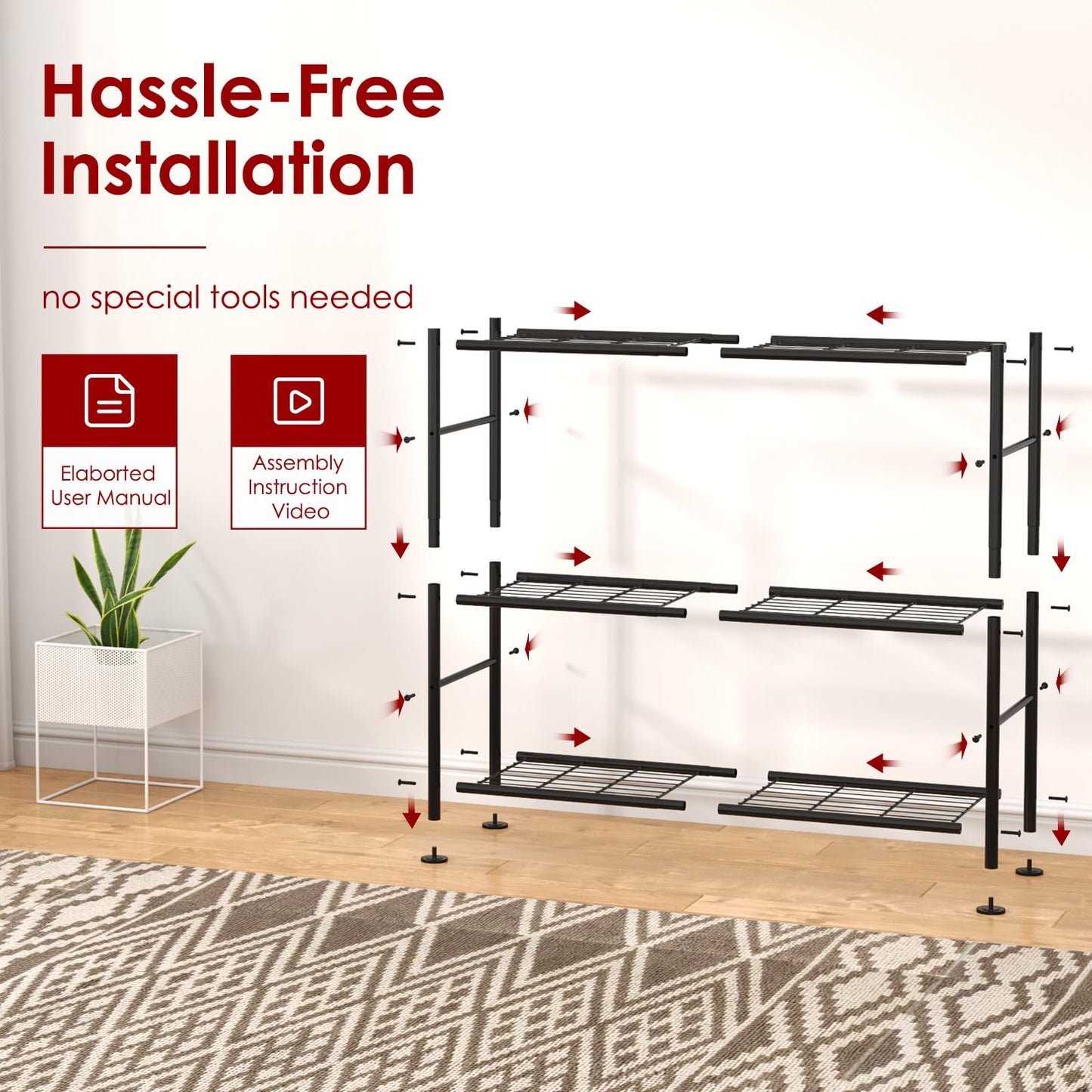 Storage Shelves - 5 Tier Shelf Organizer, Heavy Duty Garage Shelving Unit with Leveling Feet, Stable Metal Shelves Organizer for Pantry, Kitchen and Closet, 33.0" W x 12.6" D x 72.0" H, Black