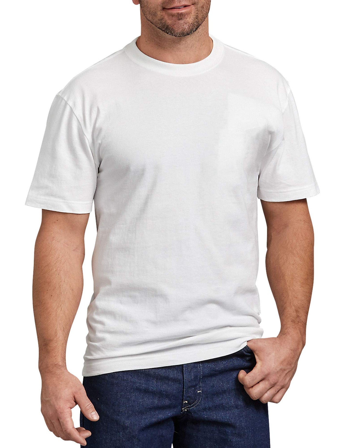 Dickies mens Short Sleeve Heavyweight Crew Neck Work Utility T Shirt, White, Small US