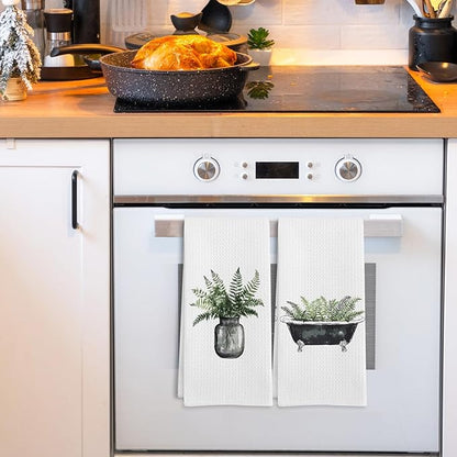 Sage Green Eucalyptus Kitchen Towels Set of 2, Sage Green Bathroom Decor