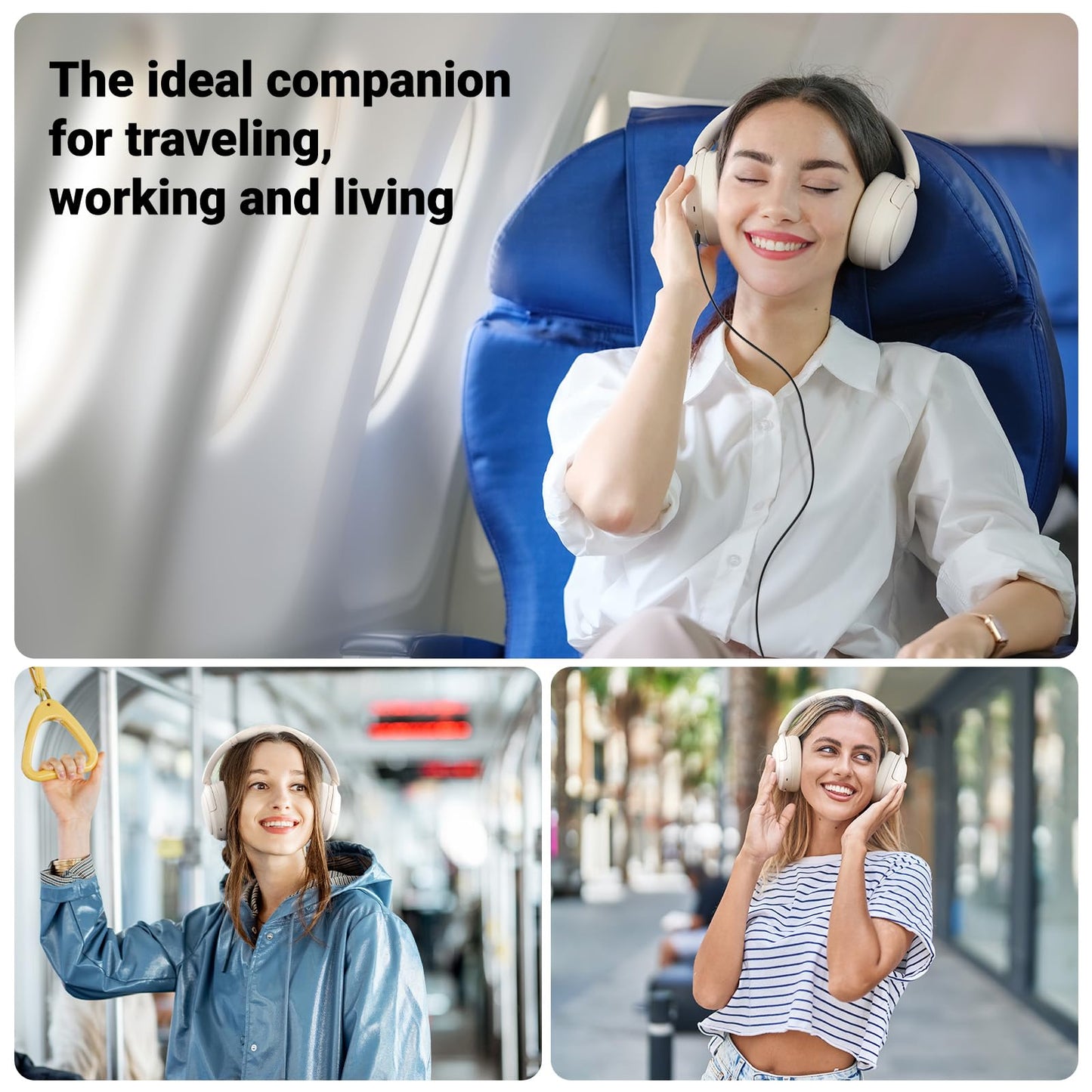 Edifier V80 Hybrid Active Noise Cancelling Headphones, True Wireless Over Ear Bluetooth Headset with 45H Playtime Hi-Res Audio Fast Charging Multipoint Connection for Travel Home Office - Ivory