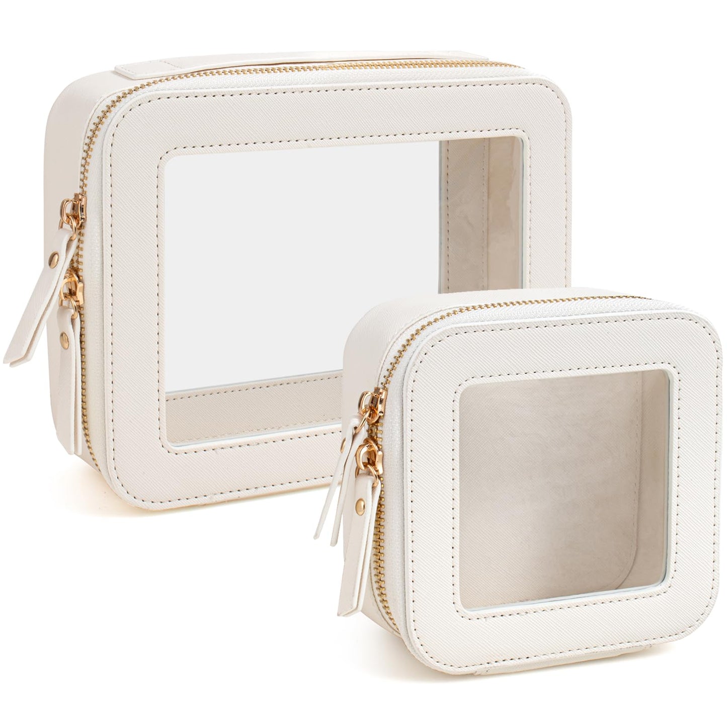 FFpaw Travel Clear Makeup Bag Set, TSA Approved Cosmetic Bag Case with Zipper Portable Makeup Pouch Toiletry Bag Traveling Cosmetic Organizer Storage Bag Car Organizer Car Essentials