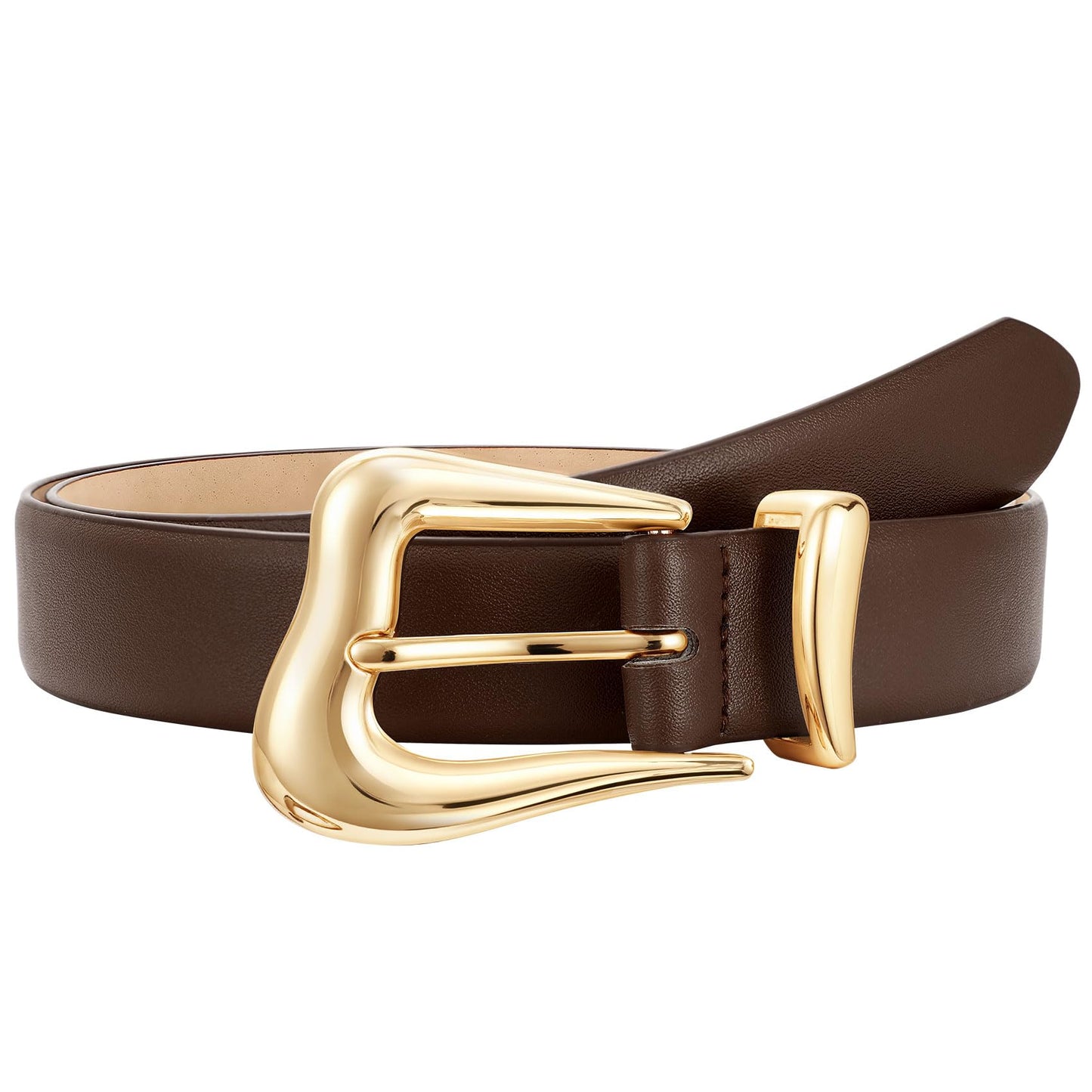 TRIWORKS Women's Belts for Jeans Pants Gold Buckle Fashion Waist Belts for Ladies Leather Belts