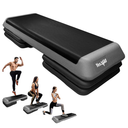 Yes4All Adjustable Workout Aerobic Exercise Step Platform Health Club Size with 4 Adjustable Risers Included and Extra Risers Options
