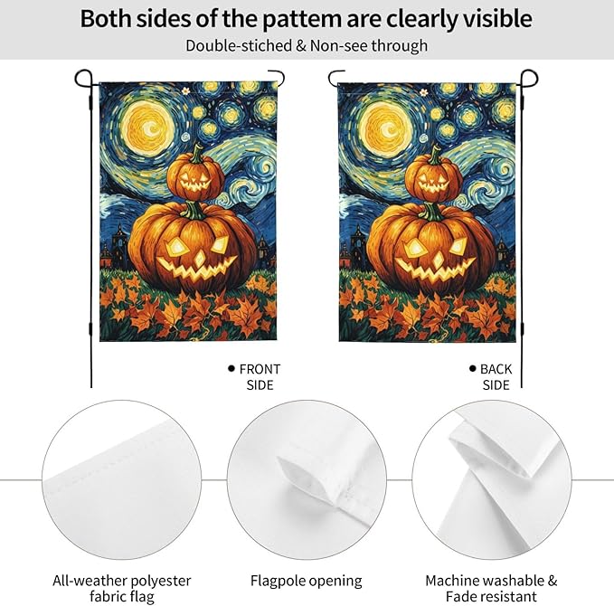 Halloween Scary Pumpkin Garden Flag for Fall Festival Porch Patio Farmhouse Outdoor Yard Decoration Vertical Double Sided Burlap 12.5 x 18 Inch