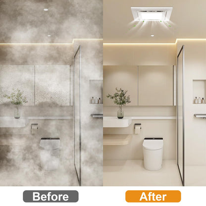 TOYOUSEA 10" Ultra Quiet Bathroom Exhaust Fan with Light 6500K LED 1.0 Sone 145 CFM, 8.3x8.3 Mount, 1500 LM Ceiling Ventilation Fan