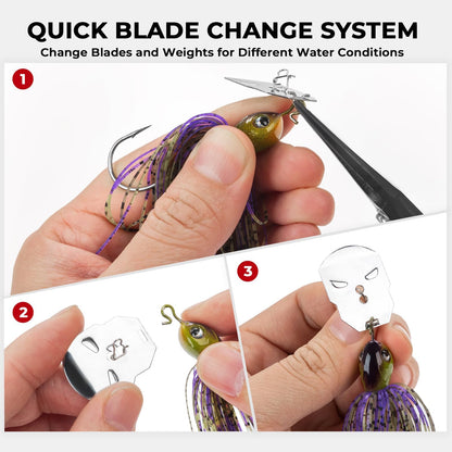 MadBite by KastKing Bladed Jig Fishing Lures, 5 pc Multi-Color Kits, Irresistible Vibrating Action,Sticky-Sharp Heavy-Wire Needle Point Hooks, 1/2 oz Sizes, Includes Storage Box