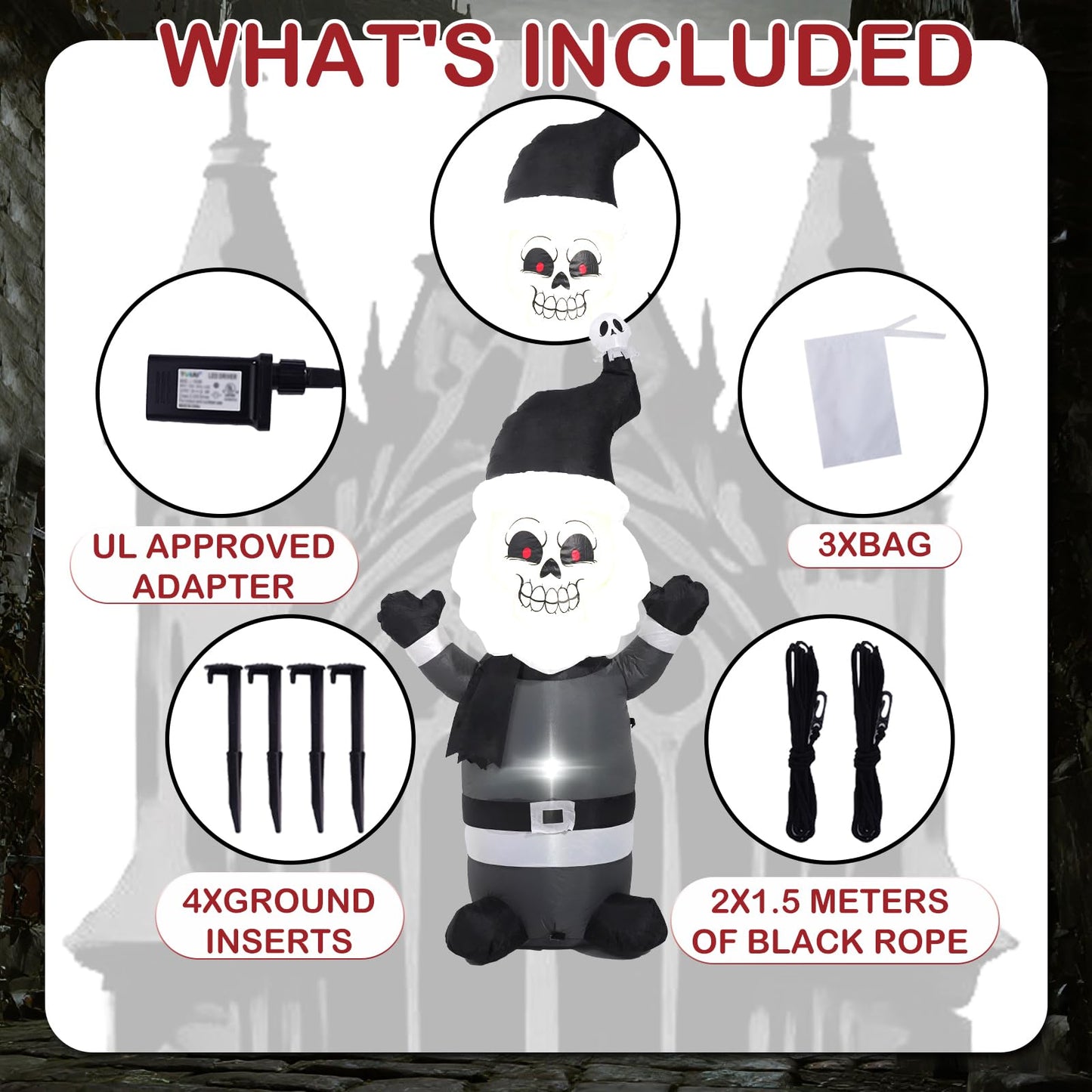 HZGEDJTG 6FT Grey Old Man Outdoor Inflatable Decoration with Built-in LED Lights, Suitable for Holiday Decorations in Yards, Lawns, and Terraces