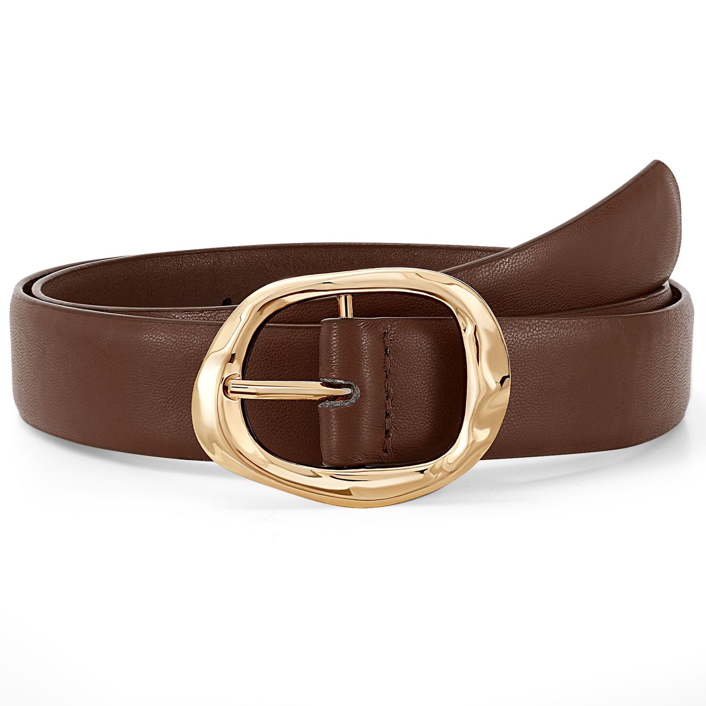 JASGOOD Women Leather Belt for Jeans Pants Ladies Casual Waist Belt Fashion Women Belt with Gold Buckle