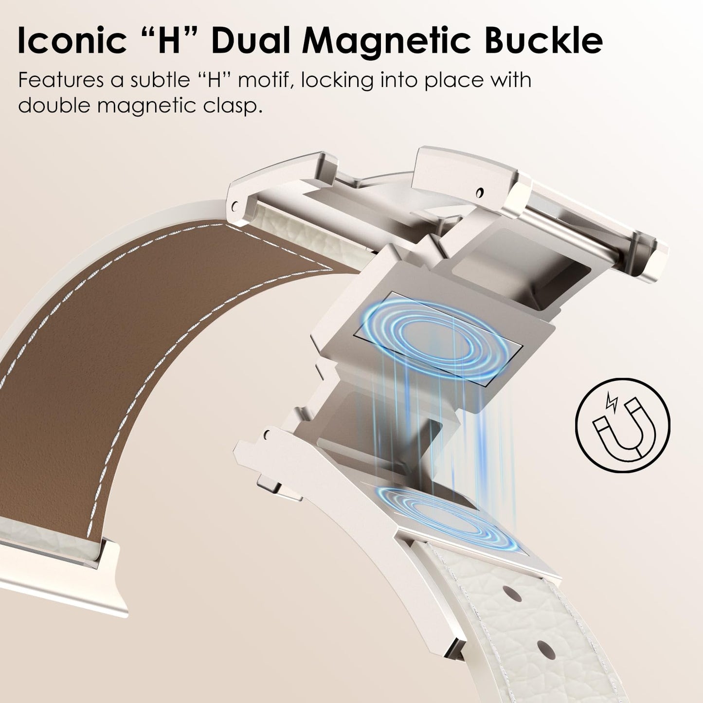 CHANCHY Leather Magnetic Watch Band Compatible with Apple Watch Bands 40mm 38mm 41mm 42mm 44mm 45mm 46mm, Top Grain Leather Dressy Band for Women Men iWatch Ultra SE3 Series 11/10/9/8/7/6/5/4/3/2/1