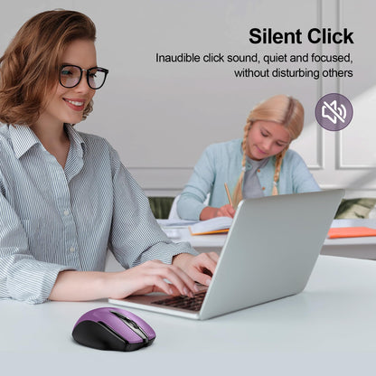 TECKNET Wireless Mouse (BT5.0/3.0 & 2.4G) Rechargeable 4800 DPI Silent USB A & Bluetooth Mouse 6 Buttons, Wide Compatibility - Grey