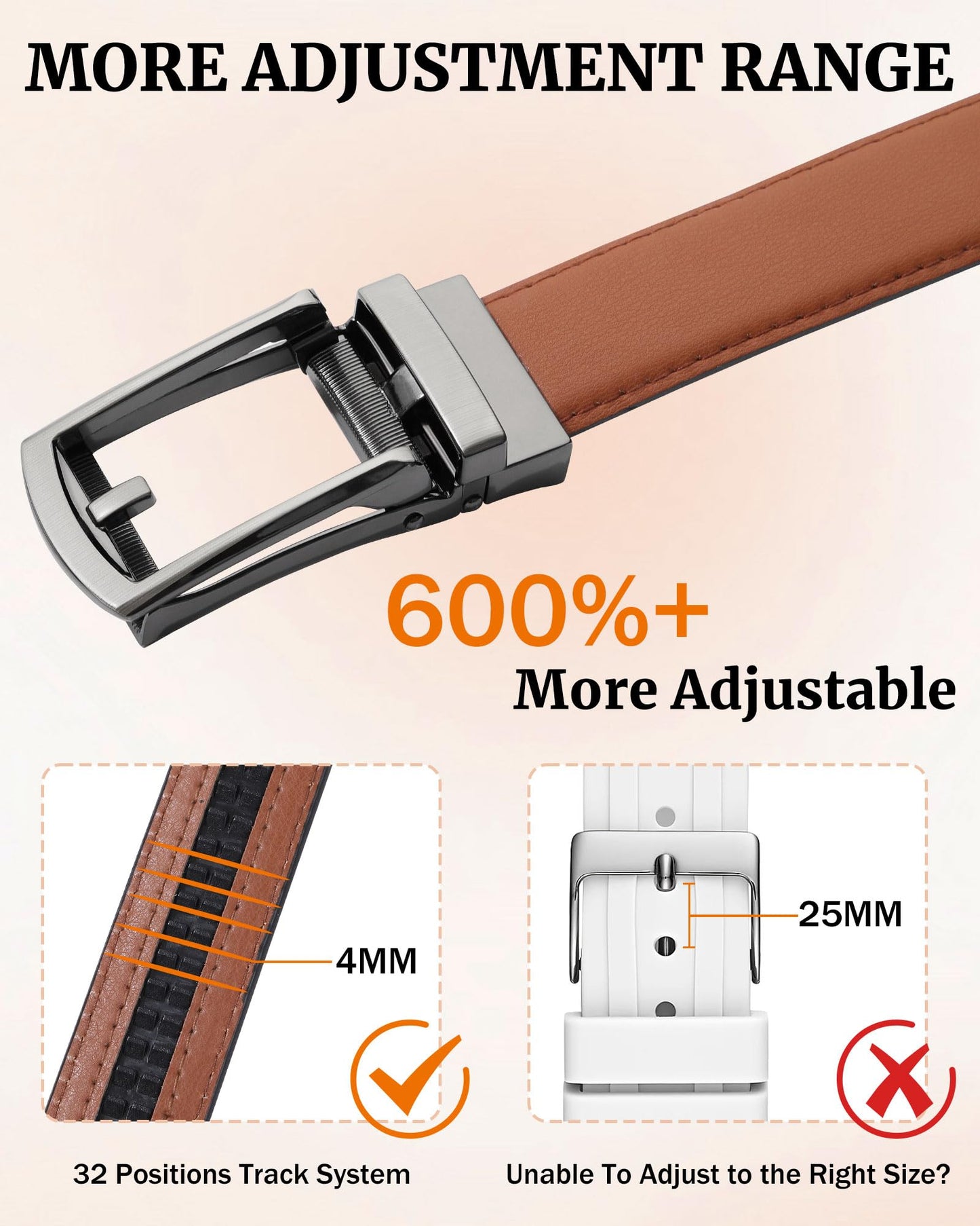 AWAYTR Boys Ratchet Belt for Kids - Brown and Brown Leather Belts for Dress Pants Uniform Jeans (80cm,Gunmetal-Brown)