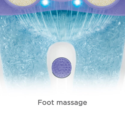 Conair Waterfall Pedicure Foot Spa Bath with Blue LED Lights, Massaging Bubbles and Massage Rollers, Blue/White