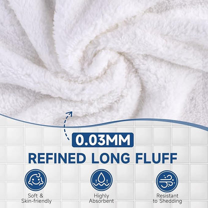 Coral Velvet White Washcloths 12 Pack, Highly Absorbent and Soft White Face