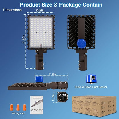 240W LED Parking Lot Light Outdoor,ETL Listed 36000LM Dusk to Dawn LED Flood Lights Commercial 5000K Slip Fitter Mount IP65 Waterproof 85-277V Shoebox Pole Street Light for Barn Yard Driveway
