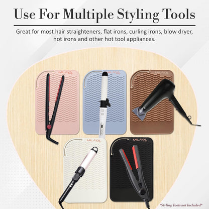 Heat Resistant Mat - Curling Iron Holder - Straightener pad - Flat Iron Holder - Silicone Mat for Hair Tools - Hot Tool Mat - Salon Tools - Hot Iron Holster - Vanity Mat - Vanity Accessories for Women