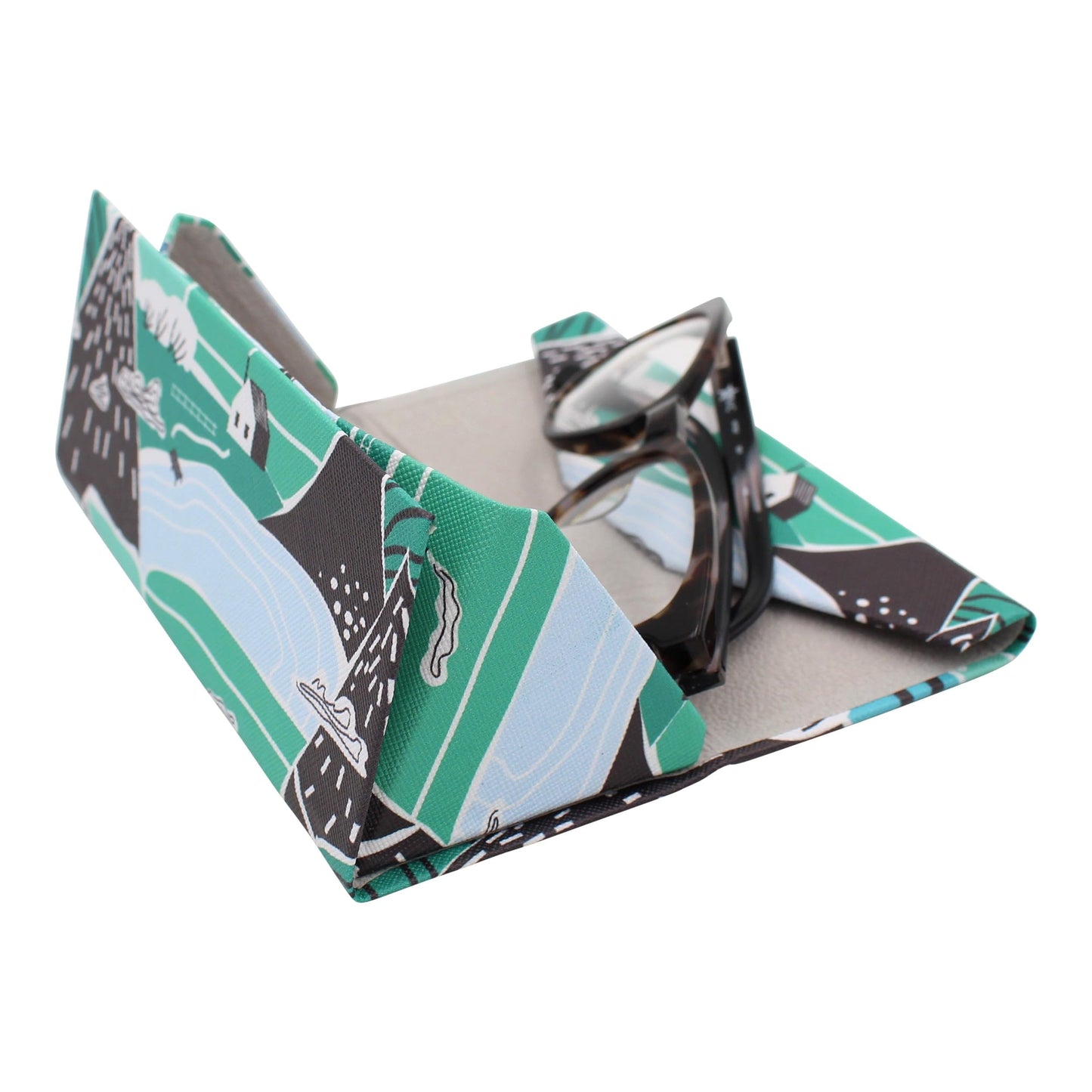 Real Sic Glasses Case for Men and Women - Magnetic Folding Hard Shell Sunglass Holder - Vegan Leather Eyeglass Protector, Variety of Styles Inspired by Adorable Animals - (Chickens & Farmhouse)