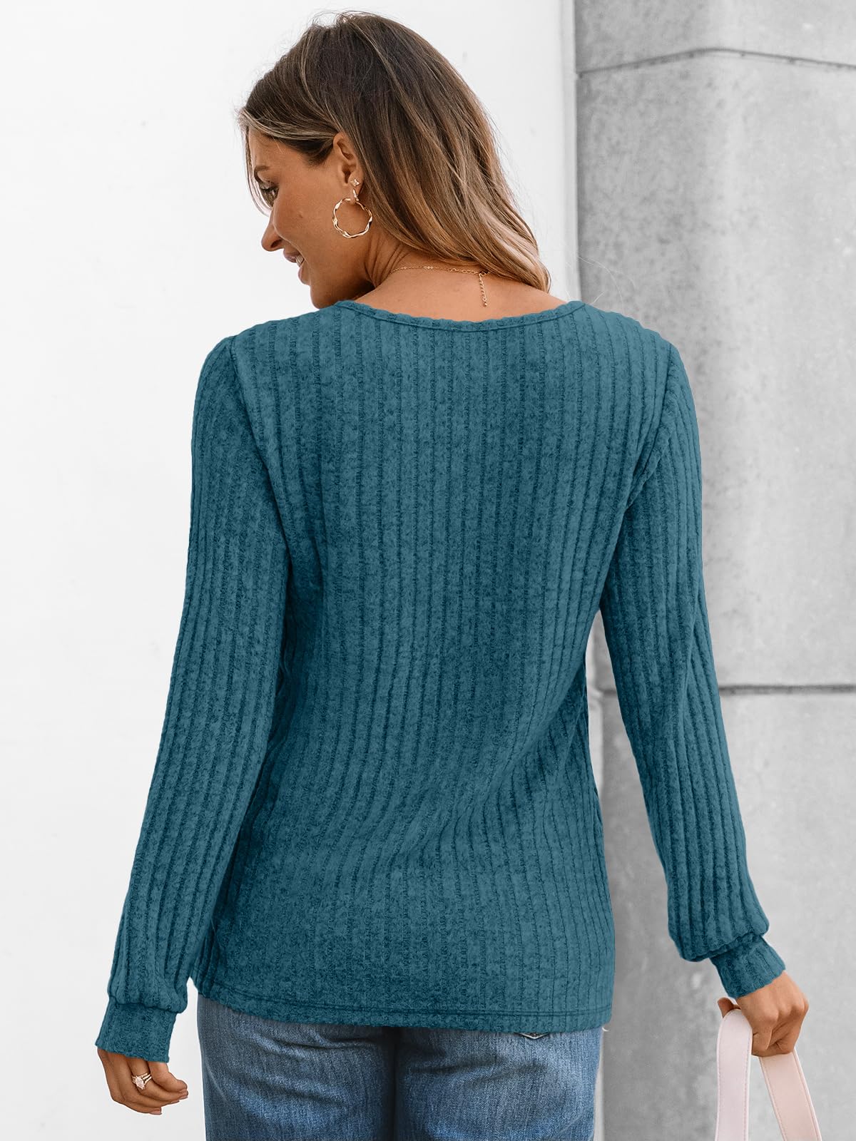 AUTOMET Long Sleeve Henley Shirts Women's Business Casual Lightweight Tunic Sweater Tops