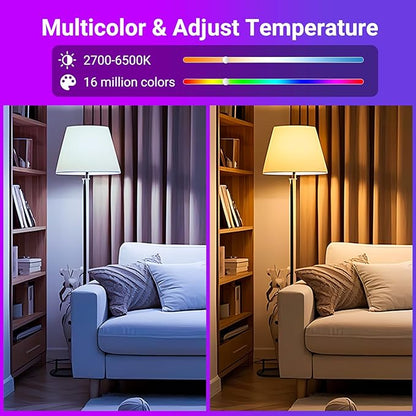 TJOY Smart Alexa Light Bulbs, Bluetooth WiFi Led Bulb Compatible with Alexa &Google Assistant, RGB Color Changing Bulbs, Music Sync, 9W(60W Equivalent), A19 E26 800LM(2.4Ghz WiFi only), 6 Pack
