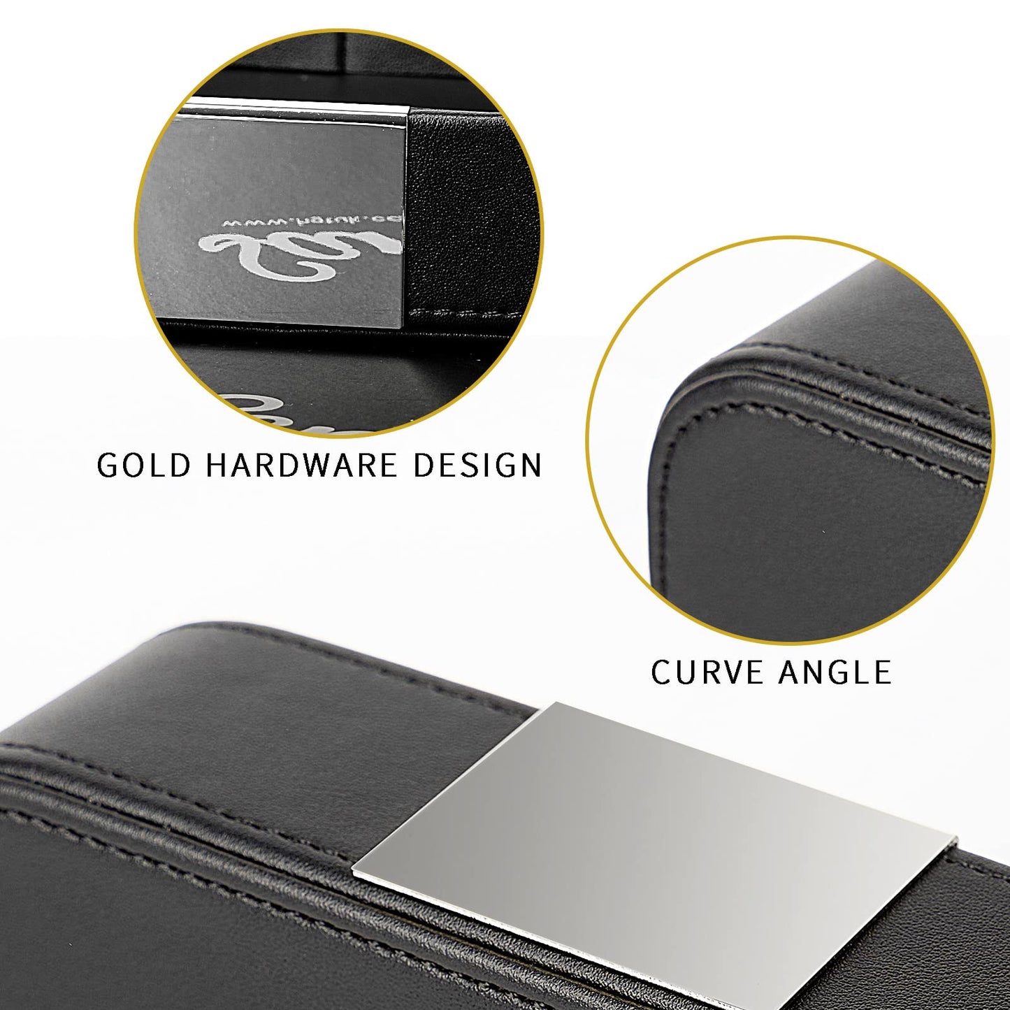 SANZIE Luxury Leather Tray Organizer Valet Tray Key Tray for Entryway Table Desktop Storage Catchall Tray Decorative Tray for Jewelry Keys Wallet Phone Watch (Metal Silvered, Black)