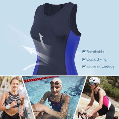 Women's Triathlon Suit - One-Piece Sleeveless Quick-Dry Tri-Suit with 3D Padded Design | Slimming Athletic Swimwear