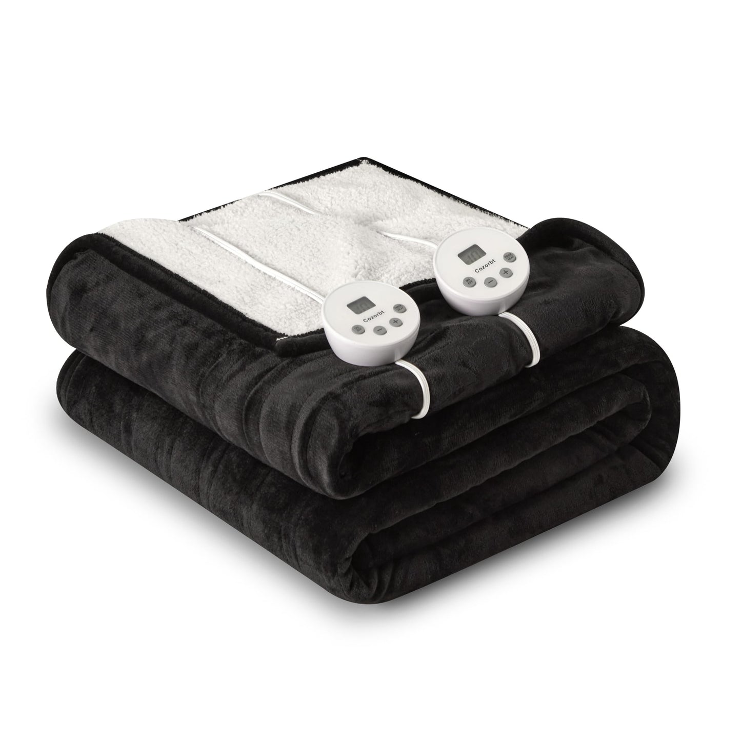 Heat Blanket 50”x60” Throw,Soft Flannel & Sherpa Reversible Electric Blanket with 10 Heat Settings,12 Timer Setting and 3 Hours Auto-Shut Off,ETL Certified Machine Washable,Light Brown
