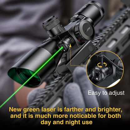 CVLIFE 2.5-10x40 Dual Illuminated Mil-dot Scope with Green Laser, Free 20mm Mount