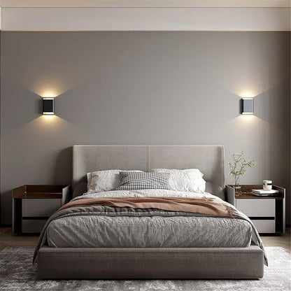 Wall Lights for Bedroom Up and Down Indoor Wall Light, Outdoor Wall Sconces LED Dimmable, 7.8 Inch Modern Porch Light, IP65 Waterproof Wall Lamp for Yard,120-277V,15.5W 3000K CRI90+ (Black)
