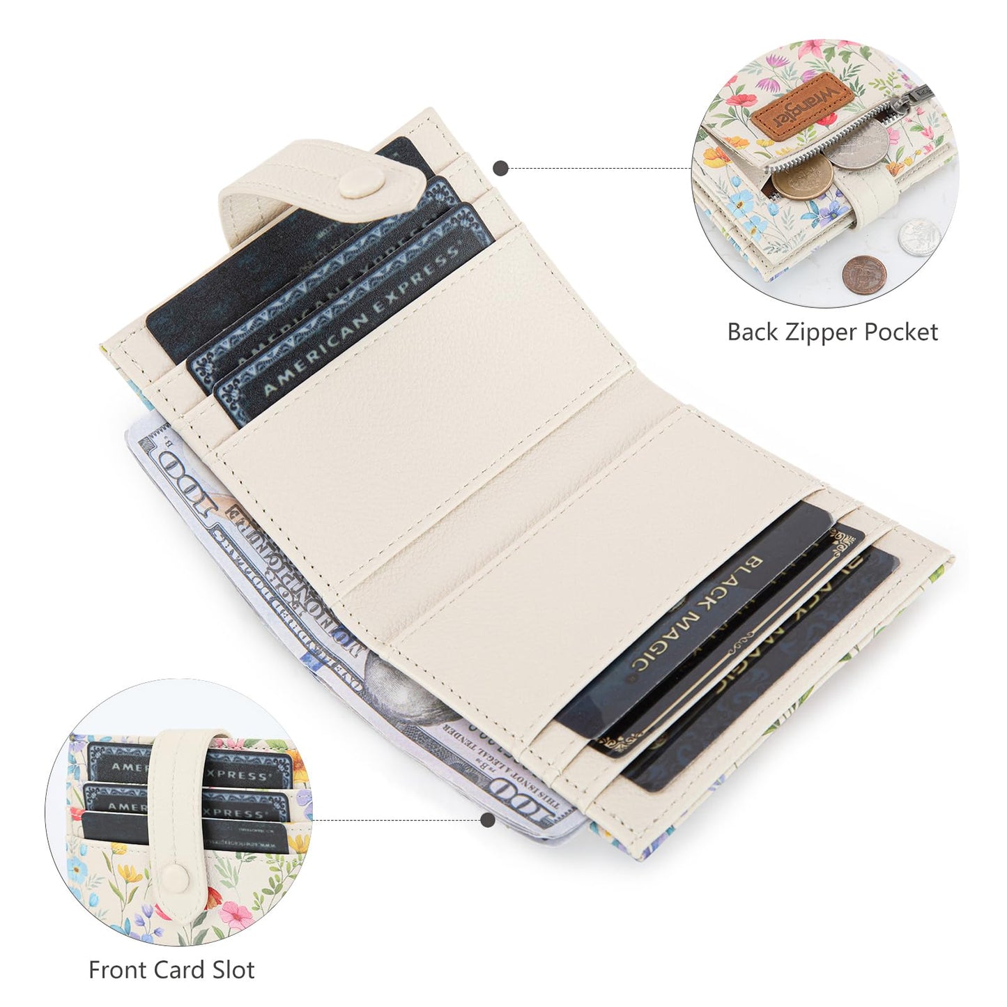 Montana West X Wrangler Womens Small Wallet Bifold Slim Card Wallet RFID Minimalist Cash Organizers with Zipper Coin Pocket