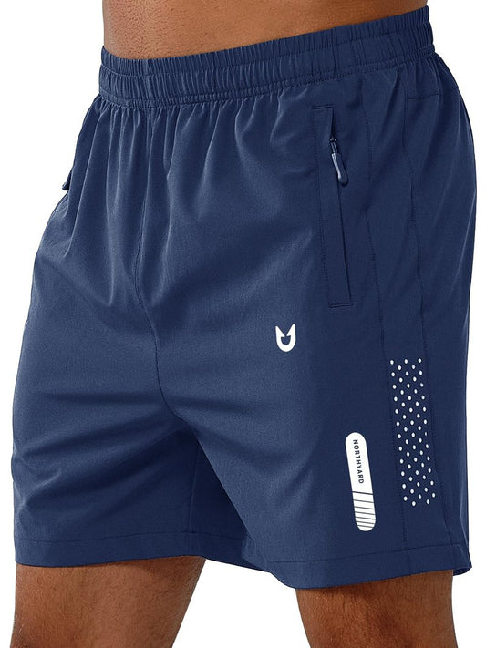 NORTHYARD Men's Athletic Running Shorts Gym Workout 7"/9"/5" Quick Dry Lightweight Sports Basketball Tennis 3 Zipper Pockets DARKBLUE-5inch 2XL