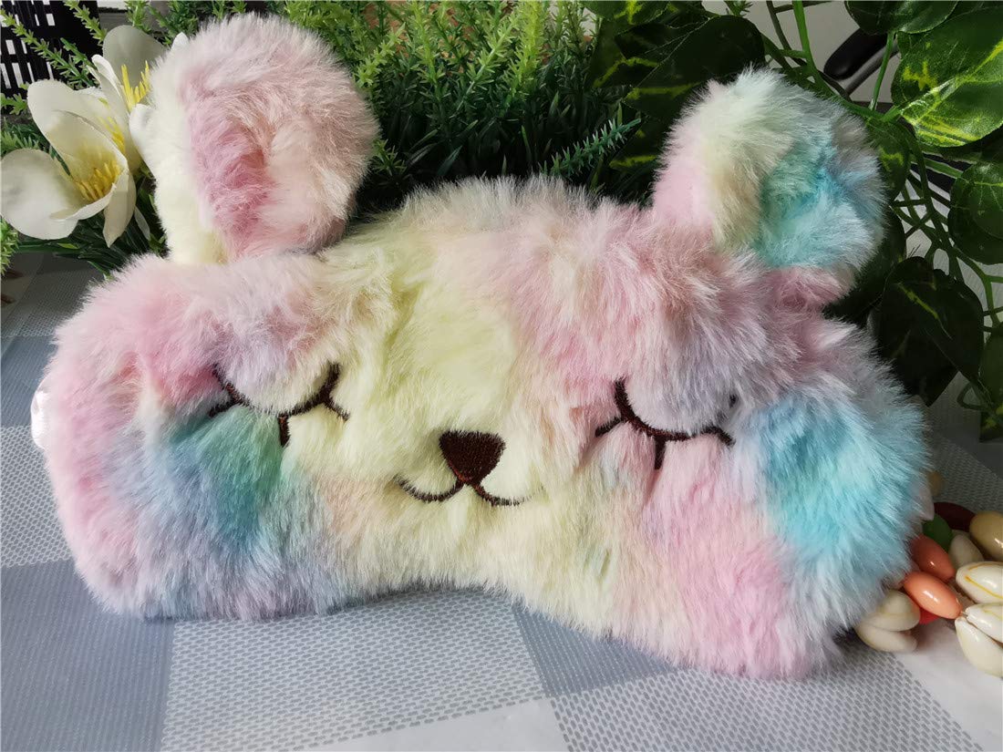 Cute Animal Sleeping Mask Soft Plush Blindfold Cute Rabbit Panda Koala Eye Cover Eyeshade for Kids Teens Girls Women (Flamingo)