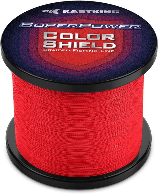 KastKing Superpower ColorShield Braided Fishing Line - 100% UHMWPE Fiber, Smooth & Strong | Colorfast, High Abrasion Resistance