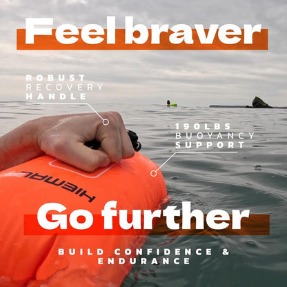 Swim Buoy for Open Water with Dry Bag 15L - Fully Waterproof Swim Bubble - Be Safe with Higher Visibility, Toughened Nylon and Rest Handle Swimming Buoy - Open Water Buoy for all Season Swimmers