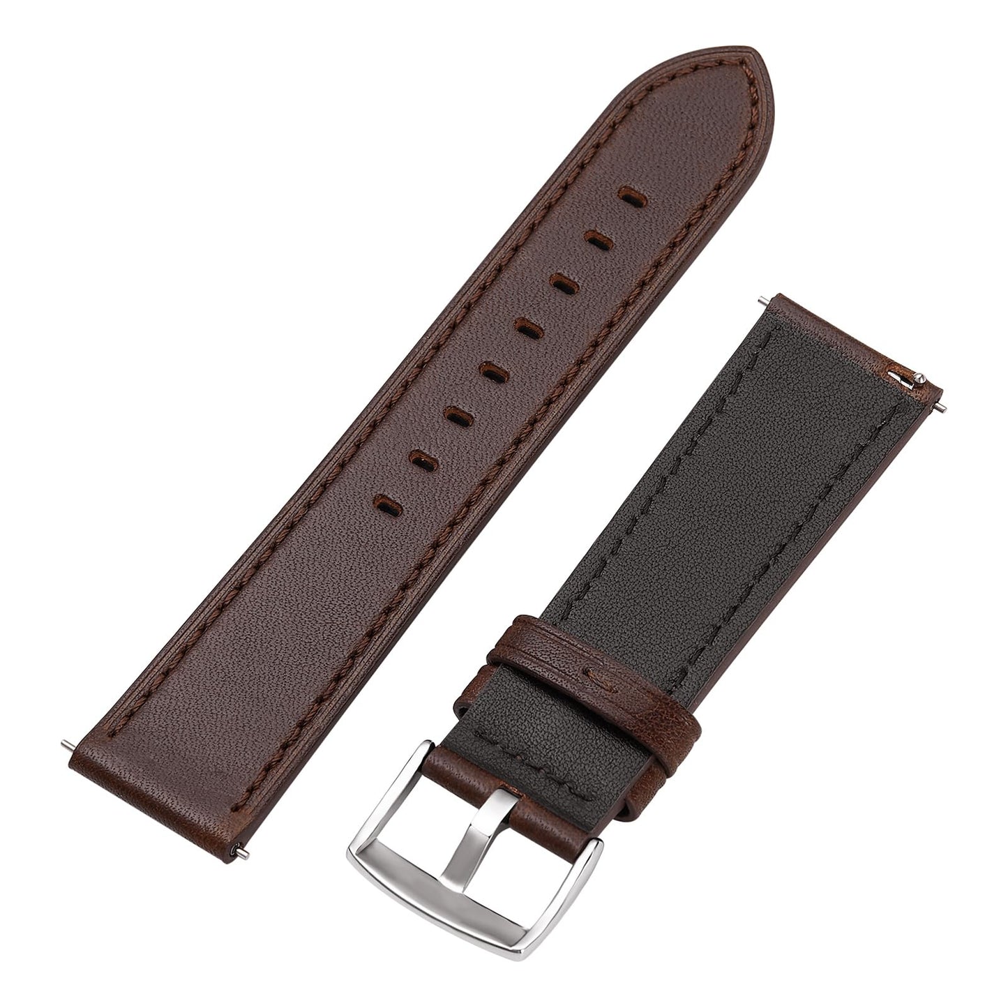 Afany Leather Watch Band 20mm, Quick Release Replacement Watch Strap, Dark Brown for Men Women