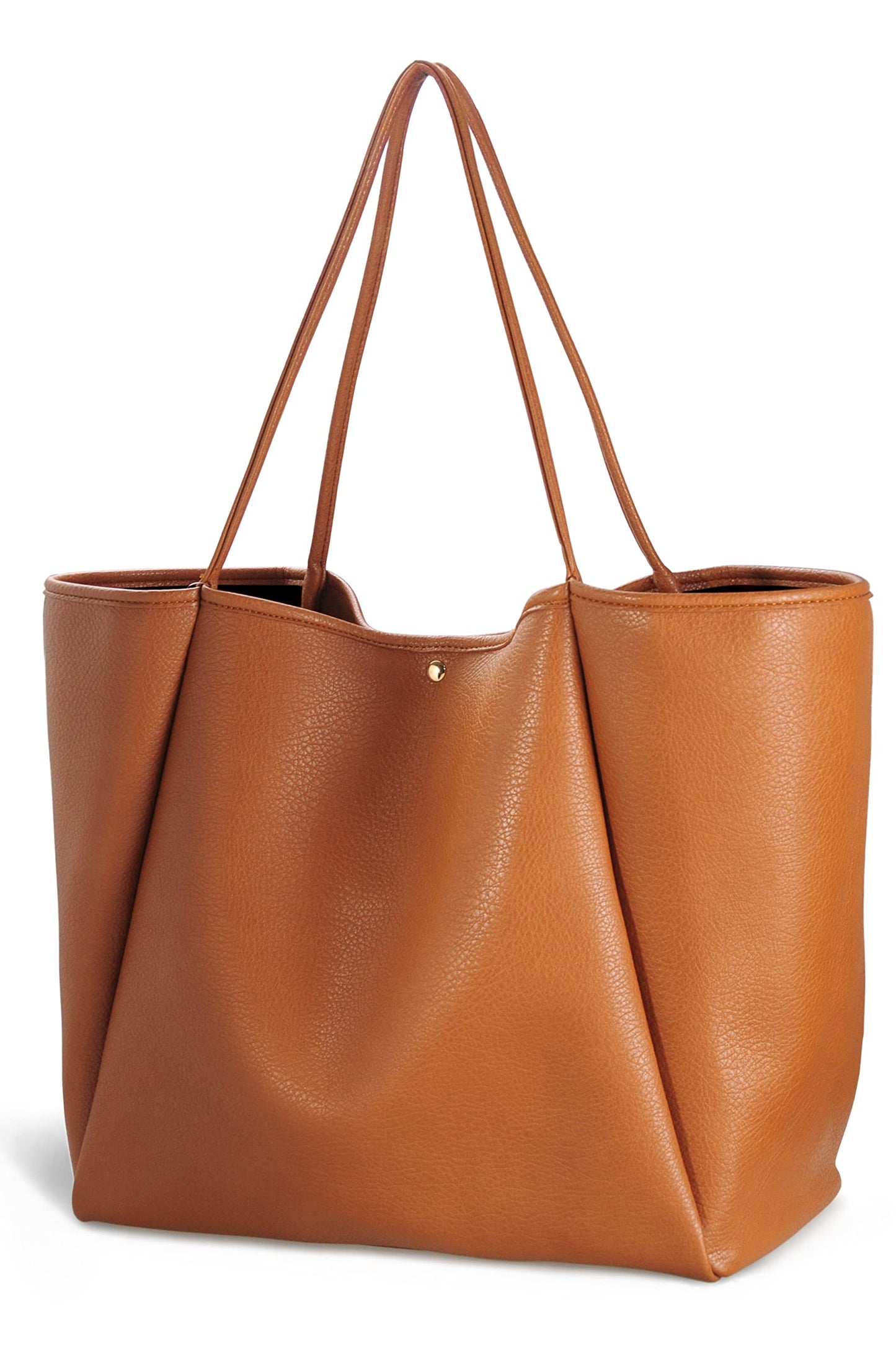 HOXIS Oversize Pu Leather Tote Women Weekender Bag Shopper Handbag Travel Purse (Orange-brown)