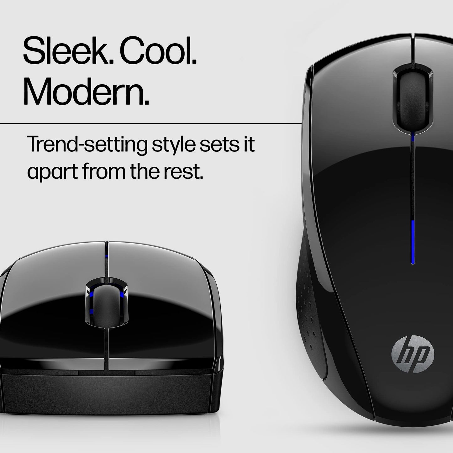 HP X3000 G3 Wireless Mouse - Black, 15-Month Battery, Side Grips for Control, Travel-Friendly, Blue LED, Powerful 1600 DPI Optical Sensor, Compatible with Wins PC/Laptop, Mac, Chromebook (683N7AA)