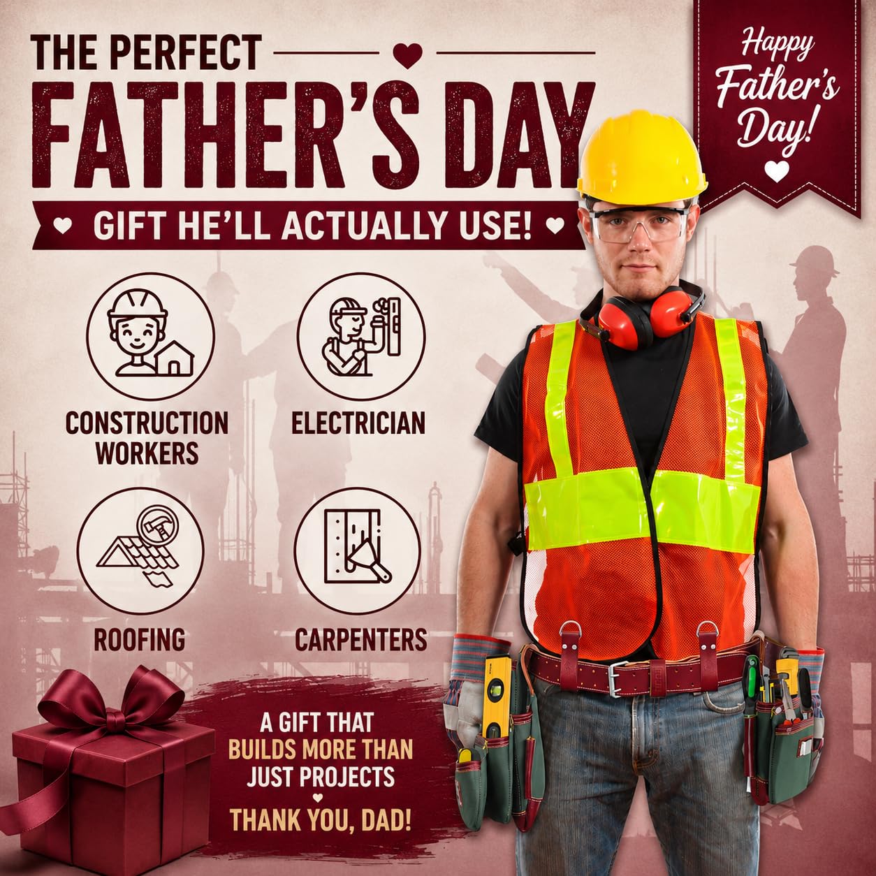 FUERI Carpenter Tool Belt made with Nylon & Grain Leather comes with Adjust to fit Padded Belt, Pouches with multiple pockets, Suspender loops, and a Hammer Holder (Best Gift for your father)
