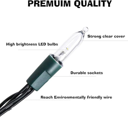 FUNPENY 50 LED Christmas Lights, 16 FT Mini String Light with 8 Modes, Waterproof Tree Lights for Outdoor Indoor Outdoor Patio Garden Party Wedding Christmas Decorations, Warm White