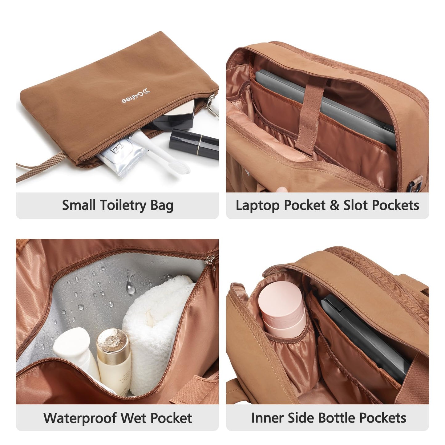 G4Free Expandable Duffle Bag for Travel, Carry On Bag TSA Airline Approved, Work Tote Duffel Bags for Men Women (Brown)
