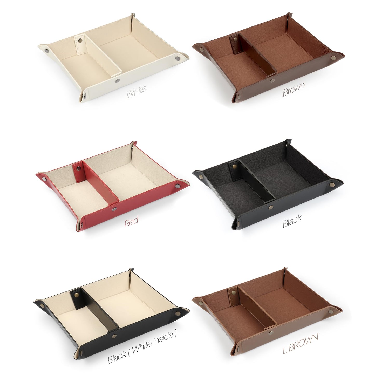 Londo Leather Tray Organizer - Practical Lightweight Water Resistant Computer Table Desk Storage Box for Wallets, Watches, Keys, Coins, Cell Phones and Office Equipment