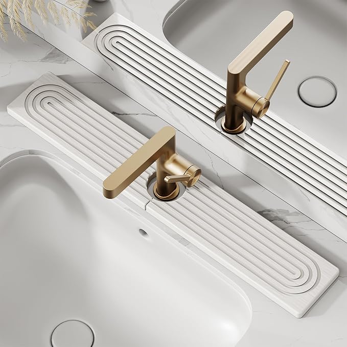 Stone Faucet Mat for Kitchen Sink, Diatomite Drying Stone Tray & Sink Protector
