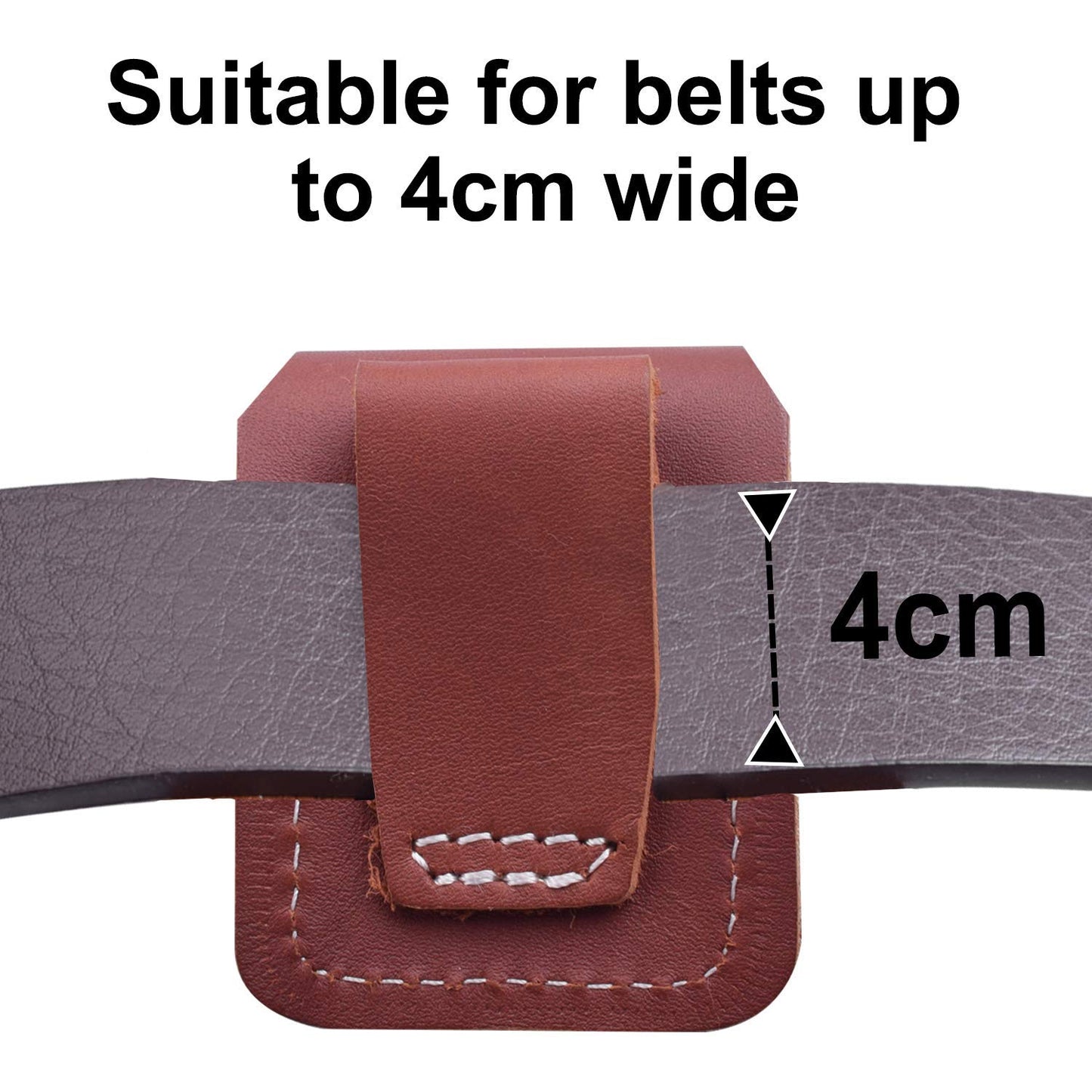 Handmade Fliptop Leather Lighter Pouch Holder Case with Pocket Belt Loop (Retro-Brown)