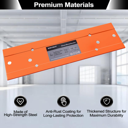 Kbiykuy Sheet Metal Bender Folding Tool, 12 Inch Hand Seamer for HVAC Ductwork, Roofing & Metal Panels, 3/8" & 1" Fold Depth, Heavy Duty Steel Brake with High-Visibility Orange Finish